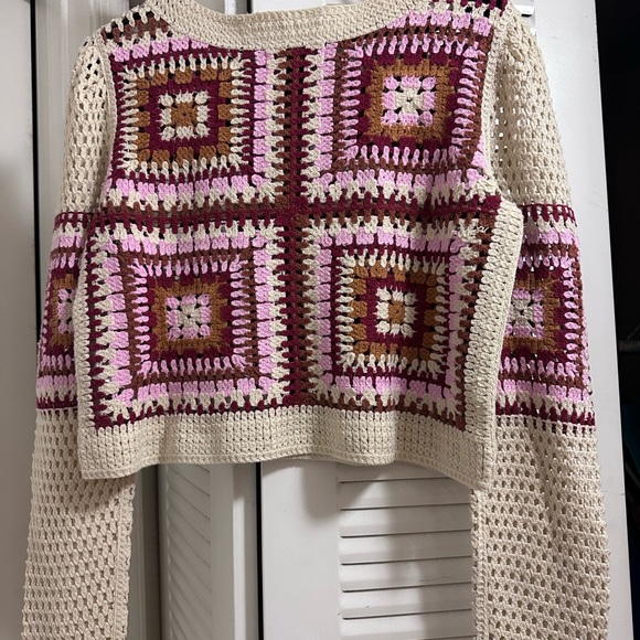 TRUTH | By Republic Knit Top Preppy Vintage Colorful Crochet Sweater Size Medium - Picture 7 of 7